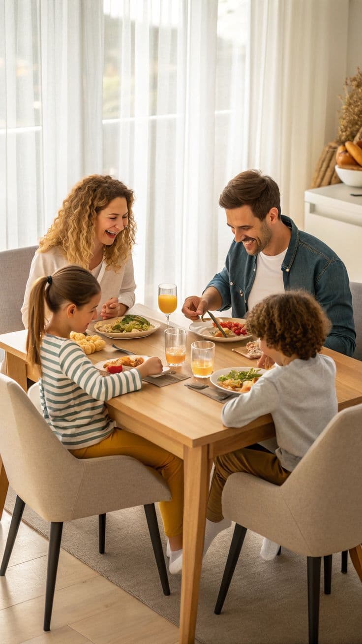 Family sharing a meal together